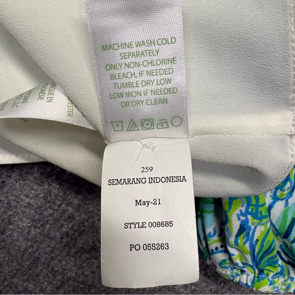 Lilly Pulitzer Dress Womens XS Green Floral Print Boho Shift Long Sleeve Ruffle - Picture 5 of 9